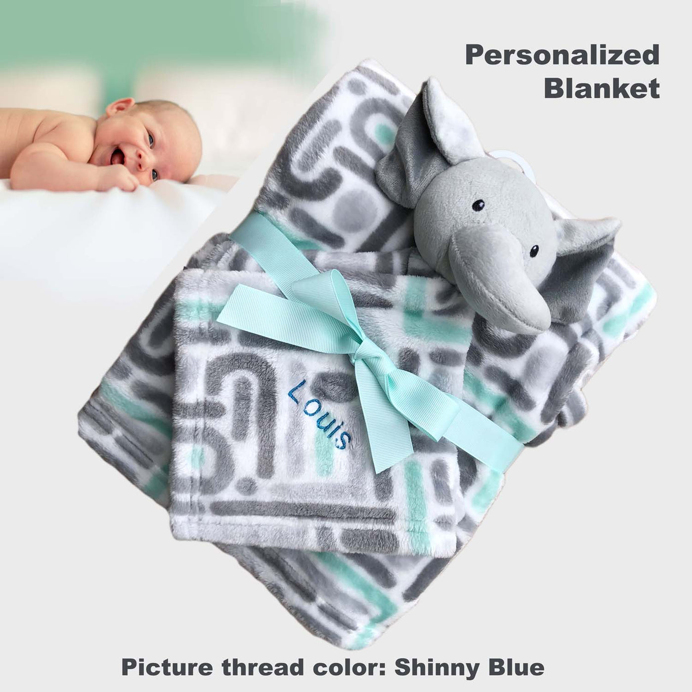 Personalised Luvable Friends Plush Blanket With Sherpa Backing Elephant Maze 40402 - Little Kooma