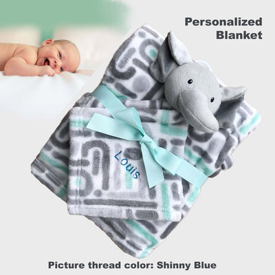 Personalised Luvable Friends Plush Blanket With Sherpa Backing Elephant Maze 40402 - Little Kooma