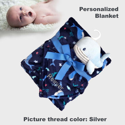 Personalised Luvable Friends Plush Blanket With Sherpa Backing Deep Sea 40403 - Little Kooma