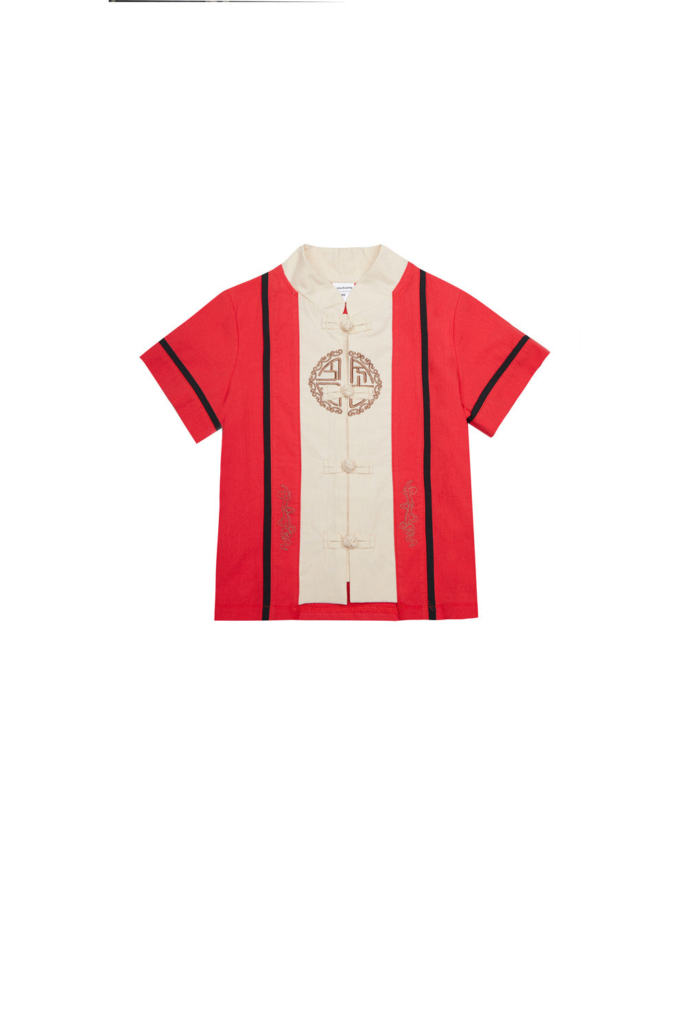 Baby Kids Boys Fake Two Piece Cheongsam Set Red Top n Black Shorts CNY Chinese New Year Outfit - Little Kooma