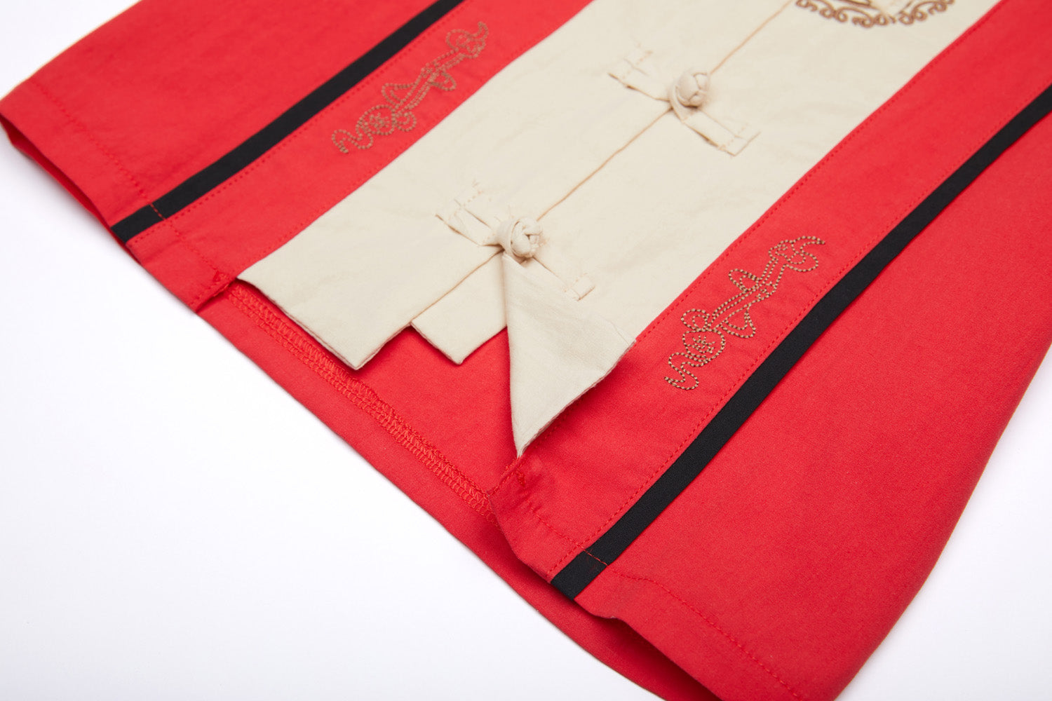 Baby Kids Boys Fake Two Piece Cheongsam Set Red Top n Black Shorts CNY Chinese New Year Outfit - Little Kooma