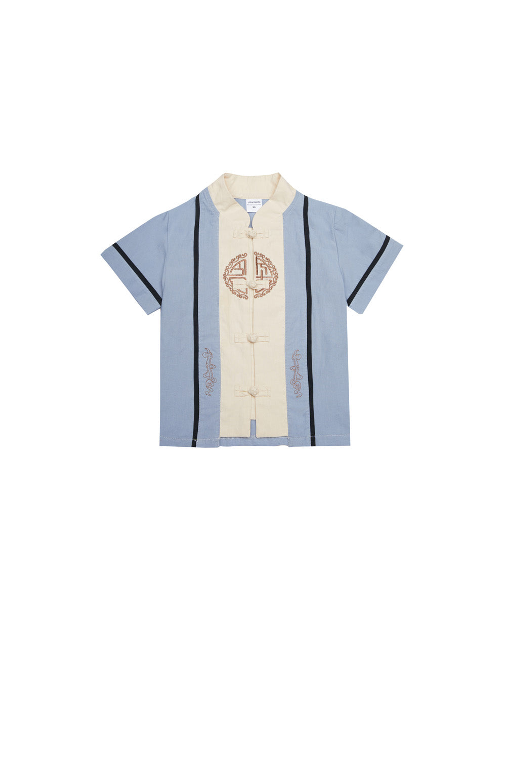 Baby Kids Boys Fake Two Piece Cheongsam Set Blue Top n Black Shorts CNY Chinese New Year Outfit - Little Kooma