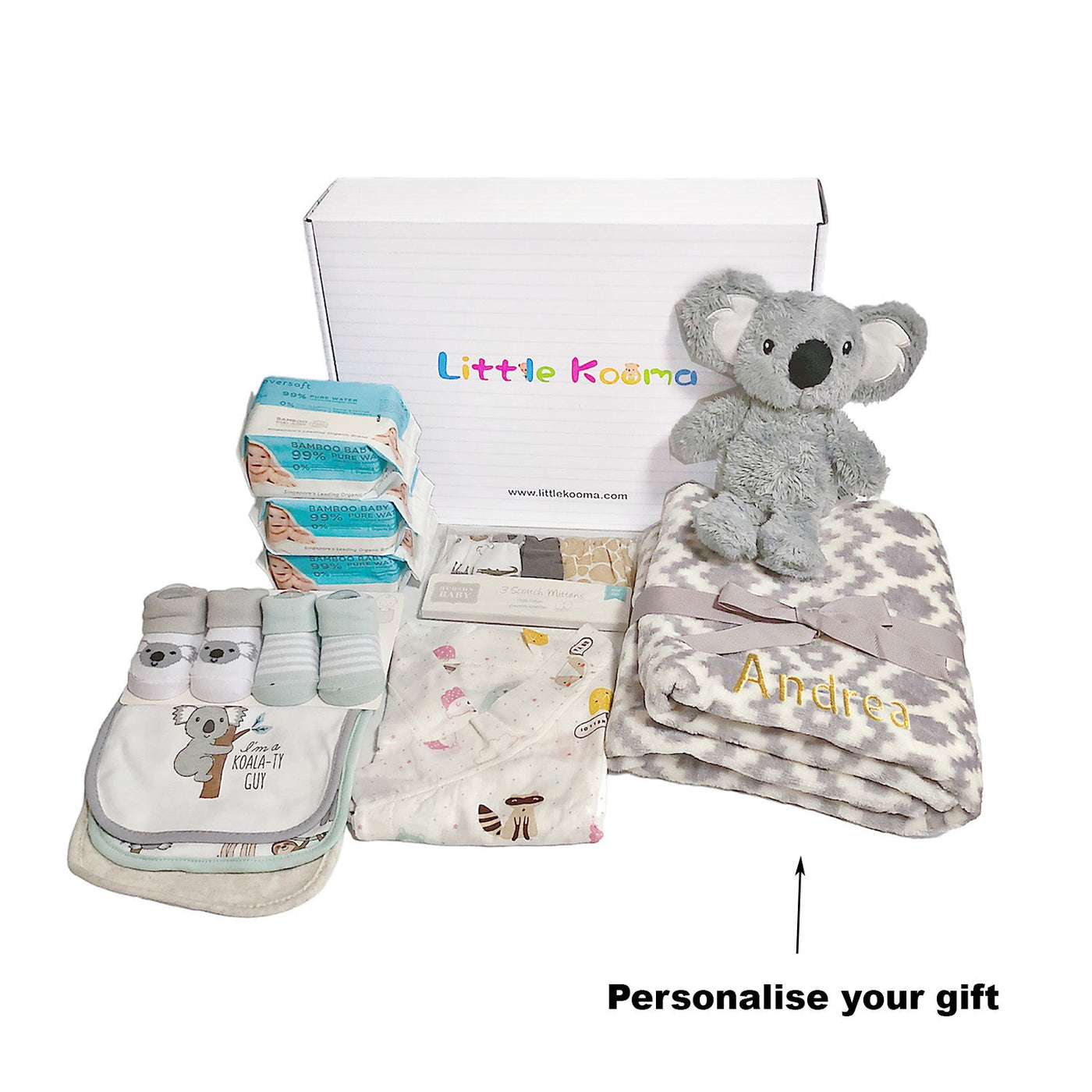 New Born Baby Boy Personalised Little Kooma Brand Gift Box 14 Pcs Koala Set 2022 - Little Kooma