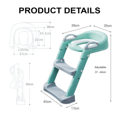 Baby Toddler Kids Boy Girl Standard Potty Training Seat with Ladder Toilet Seat with Step Stools Non-Slip Potty Chair with Splash Guard and Handles - Little Kooma